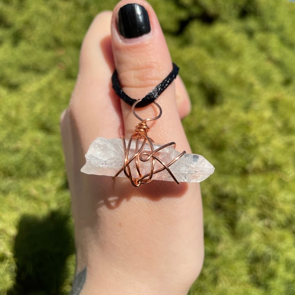 Clear Quartz Natural Point Wire Wrapped Necklace |  Hand Crafted | Crystal - Picture 3 of 5